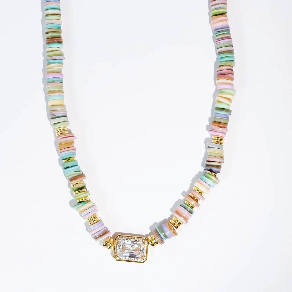 NEW TREASURE JEWELS women's dream pop gemstone necklace in multi pastel